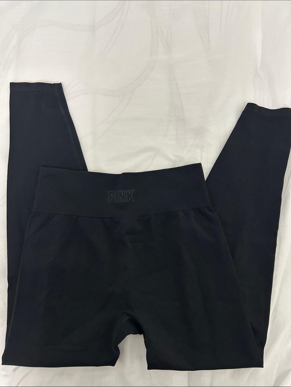 PINK Victoria's Secret Kids Black Ribbed-Waist Leggings
